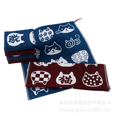 Zhixiang Tounds Triplet Three -layer Cotton Gauze Titan Towel Towns and Wind Cat Kitchen Tisters Wipe Hand Scarves Wholesale
