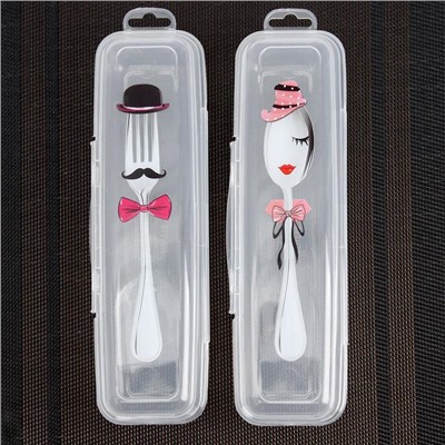 Футляр для столовых приборов Доляна, 24×7.5×3.8 см, прозрачный, рисунок МИКС