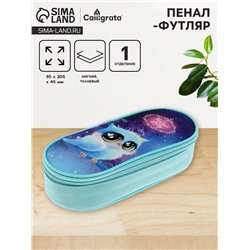 Пенал-футляр 95 х 205 х 45 мм, мягкий, текстильный, Calligrata, ПМК 27-20 резинка на клапане, "Совушка"