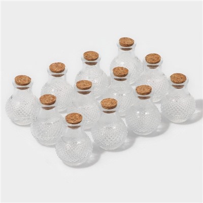 Набор баночек для специй Доляна «Парфе», 50 мл, 5.5×5.5×7 см, с пробковой крышкой, 12 шт., стекло