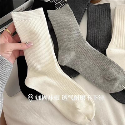 Autumn cotton white knee socks, summer thin shoes for leather shoes, mid-length, Korean style