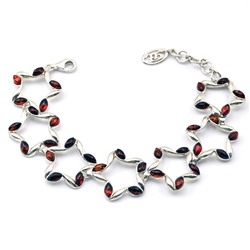 Браслет с янтарем С925 "звезда" 22*21мм коньячный, 17,5см, 16,7г