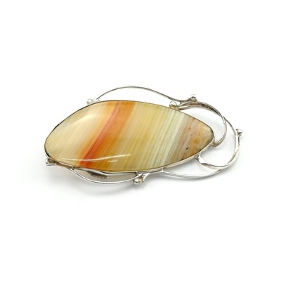 Брошь с агатом переливт 58*30мм