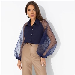 Блуза комбинированная с органзой, Теория красоты (синяя туманность)