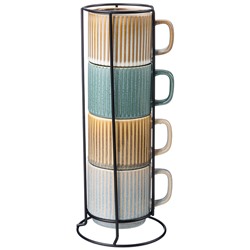 НАБОР КРУЖЕК ИЗ 4 ШТ. 270 МЛ НА МЕТАЛЛИЧЕСКОЙ ПОДСТАВКЕ