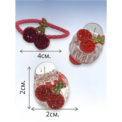 Набор детских аксессуаров для волос (крабик 2 + резинка 2) НД12 тип 7