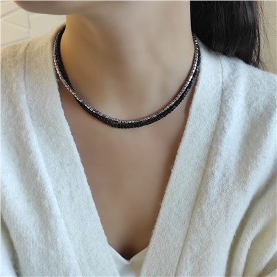 Сет из 2х чокеров: матовый чёрный + серебристый