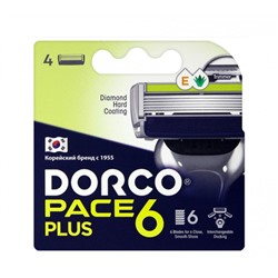 Dorco Pace 6 Plus new 4шт, кассеты, 6 лезвий + 1лезвие триммер