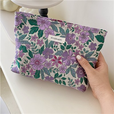 Retro capacious cosmetic bag, portable small clutch bag, organizer bag, french style, high-quality style