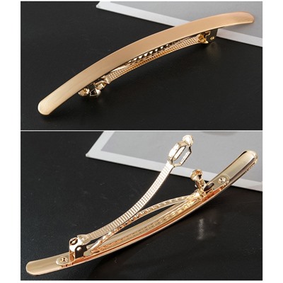 Заколка-автомат для волос металлическая Золотая ТОНКАЯ 0,8*10 см.