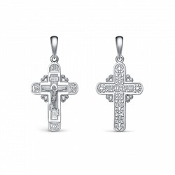 Крест из серебра литье белый