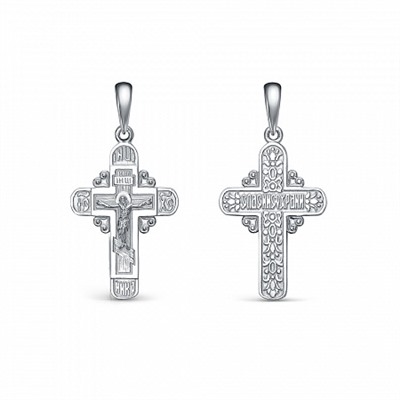 Крест из серебра литье белый