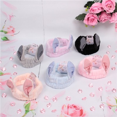 Повязка на голову "Little bunny- Buchi", микс 4 цвета, 20*6 см (подвес Единорожек)