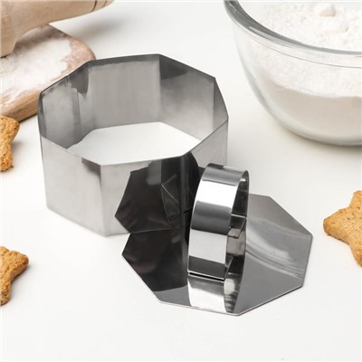 Форма для выкладки Доляна «Восьмиугольник», 7.5×4 см, с прессом, толщина 2 мм, нержавеющая сталь