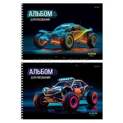 Альбом для рисования 40л. "Яркий транспорт" 2 диз. в сп., гребень, офсет