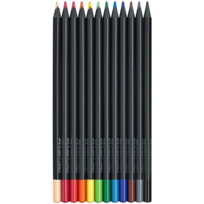 Карандаши цветные Faber-Castell "Black Edition", 12цв., трехгран., черное дерево, заточен., картон.