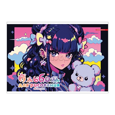 Альбом для рисования 40л. "Девочка с мишкой" софт-тач лам