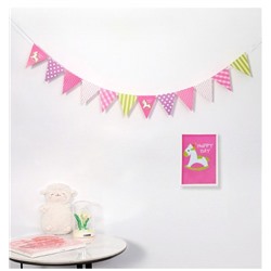 Флажки гирлянда растяжка "Pink polka dots"