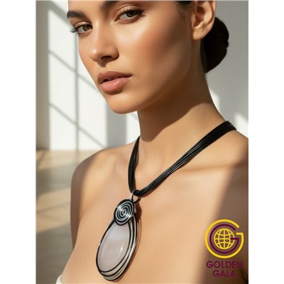 Кулон-подвеска из натурального Агата  на многослойном шнурке АБ4/002 дымчатый