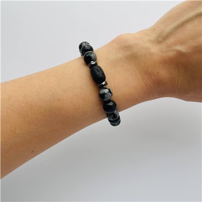 Радуга Самоцветов Браслет из снежного Обсидиана и Лавы