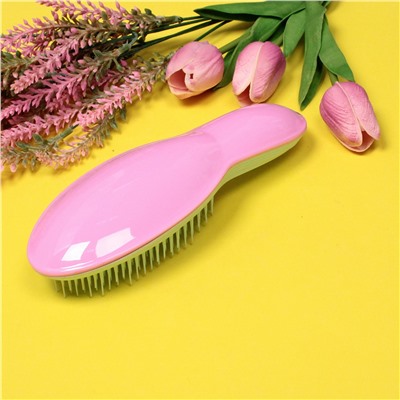 Расческа массажная компактная "Beauty Bar", розовый, в коробке, 20*7см