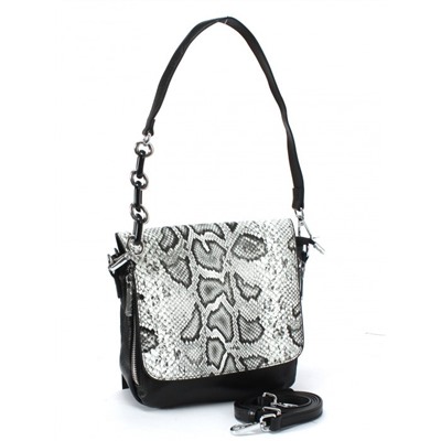 Сумка женская натуральная кожа GU 2033-3780,  2отд,  плечевой ремень,  черный/серый 263498