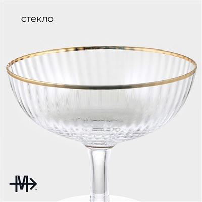 Креманка Magistro «Орион», 350 мл, 11.1×12.5 см, с золотой отводкой, стекло, прозрачная