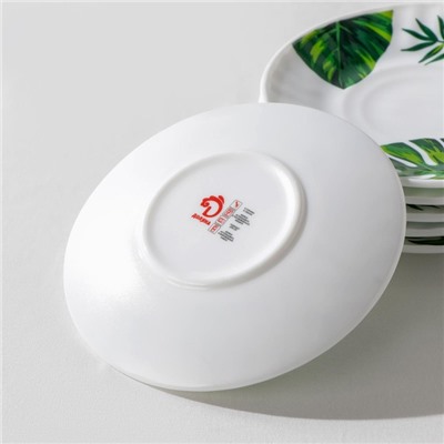 Столовый сервиз «Лист папоротника», 37 предметов, стеклокерамика, белый