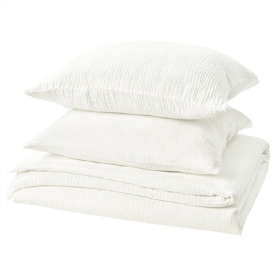 SCHERSMIN, Bettwäsche-Set, 3-teilig, weiß,, 240x220/80x80 cm