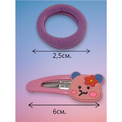 Детский набор аксессуаров для волос (2 резинки и 2 тик-так) НД4 тип 10