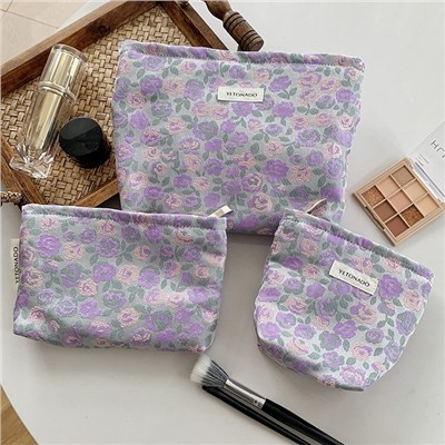 Fresh cosmetic bag, cloth, handheld travel bag, underwear, liner, flowered