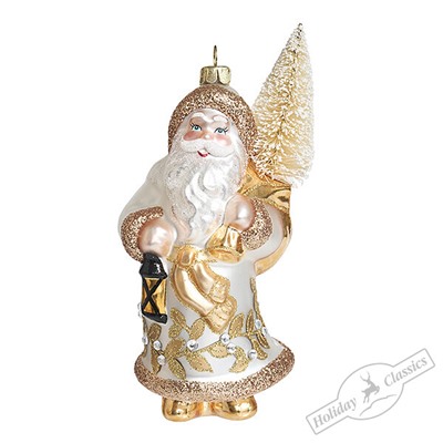 Дед Мороз "Зимнее барокко" с елочкой (стекло) 7,5х5,5х17 см
