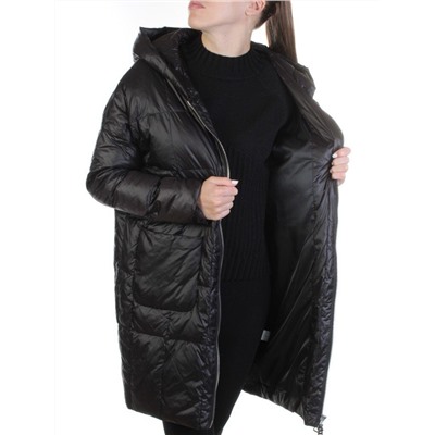 8808 BLACK Пальто женское демисезонное (100 гр. синтепон)