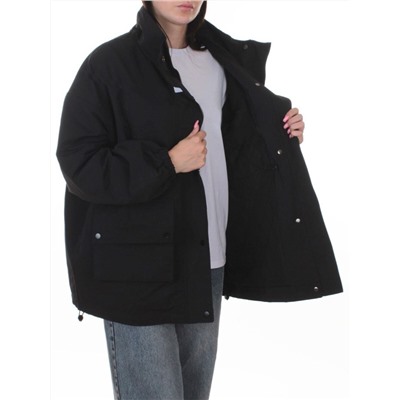 3089 BLACK Куртка демисезонная женская (100 гр. холлофайбер)