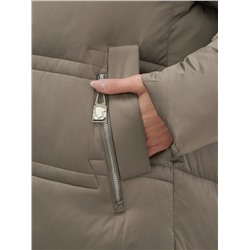 Пальто зимнее утепленное с капюшоном женское светло-коричневого цвета 7779SK