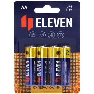 Батарейка Eleven SUPER AA (LR6) алкалиновая, BC4
