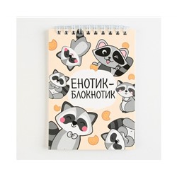 Блокнот А6, 40 л на гребне, мягкая обложка "Енотик - блокнотик" 9322253