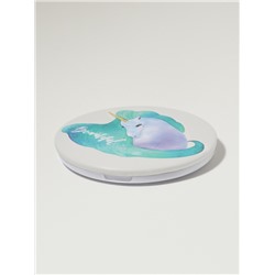 Зеркало складное «Единороги», d=7.5 см, белое, бирюзовое