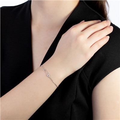 Браслет с фианитом родированный серебро 925*