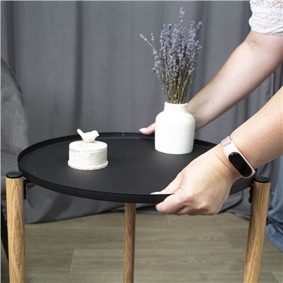 Сервировочный столик SHT-CT62
                        черный муар / светлый орех