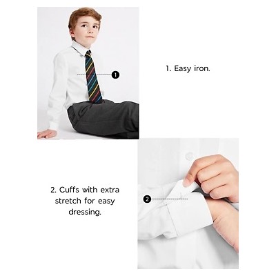 3pk Boys' Slim Fit Easy Iron School Shirts (2-16 Yrs)