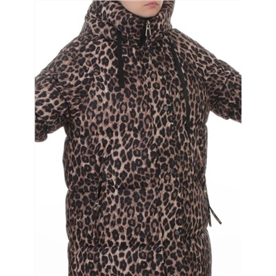 24-801 BROWN/LEOPARD Пальто зимнее женское (200 гр. холлофайбер)