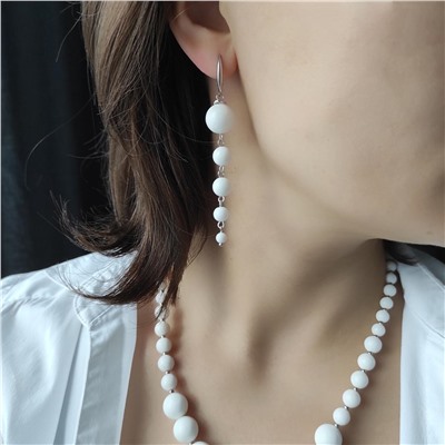 Серьги с белым агатом 5 камней