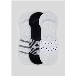 3 Pack Printed Invisible Socks