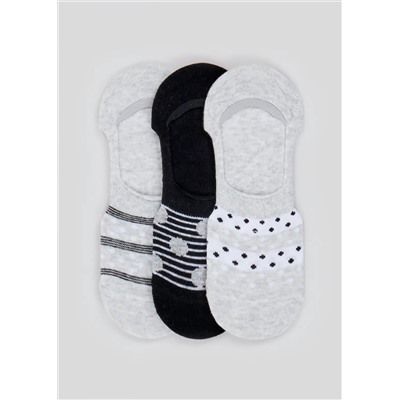 3 Pack Printed Invisible Socks