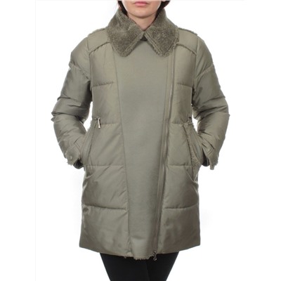033 GRAY/GREEN Куртка зимняя облегченная женская (холлоффайбер 150 гр., искусственная дубленка)
