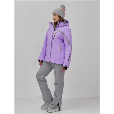 Горнолыжная куртка женская зимняя сиреневого цвета 7017Sn