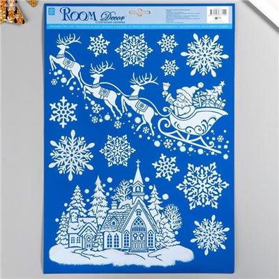 Декоративная наклейка интерьерная Room Decor «Санта мчится на оленях», 26.5×40 см