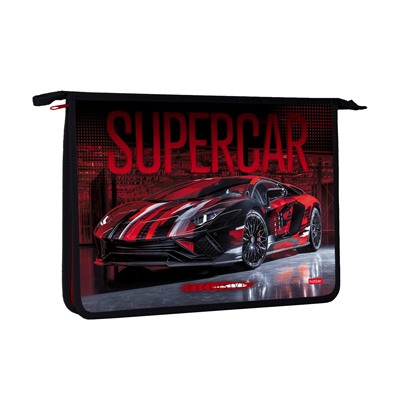 Папка для тетрадей А4 1отд Super car пластик на молнии Hatber AMc_22034/36/Китай
