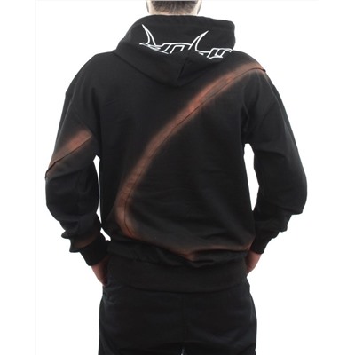 2652 BLACK/ORANGE Толстовка мужская (75% хлопок, 20% полиэстер, 5% спандекс)
